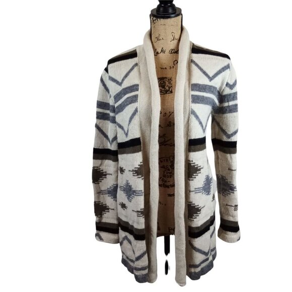 B B Dakota Southwest Aztec Wool Blend Open Front Cardigan Sweater Size Small - Picture 5 of 7